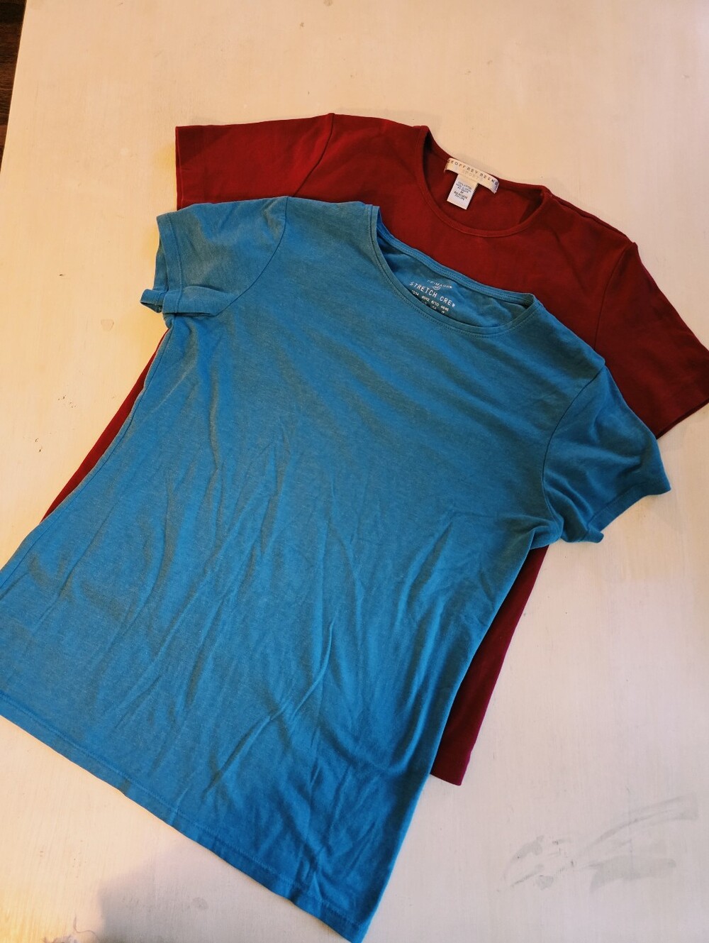Bundle Two Cotton Tees Geoffrey Beene Primark Blue Deep Red Crew Neck Size M